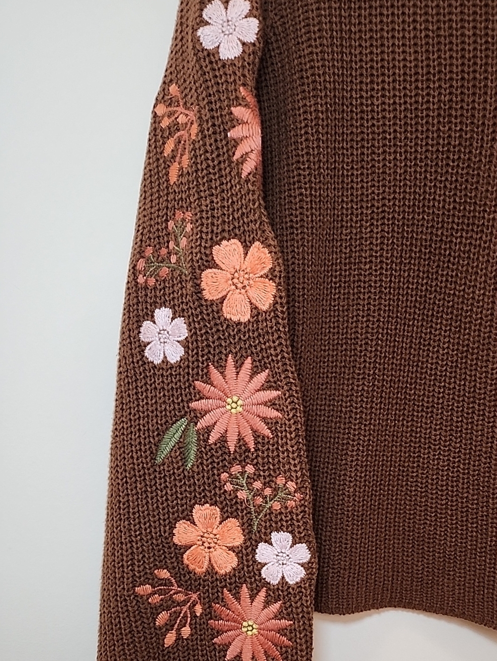 Francesca's Hailee embroidered pullover sweater colorful floral bell Sleeves L - Picture 12 of 14
